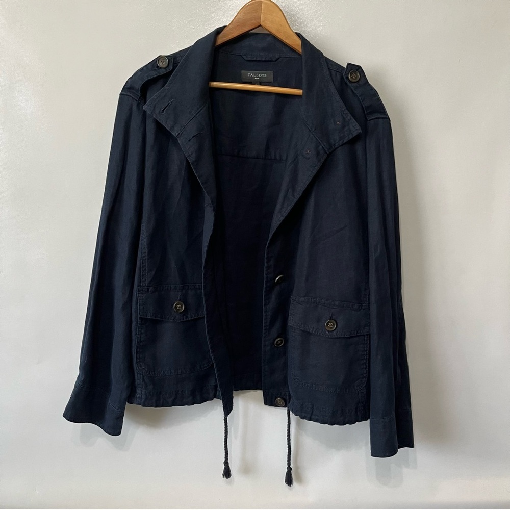 Talbots 100% Linen Blue Jacket Blazer
